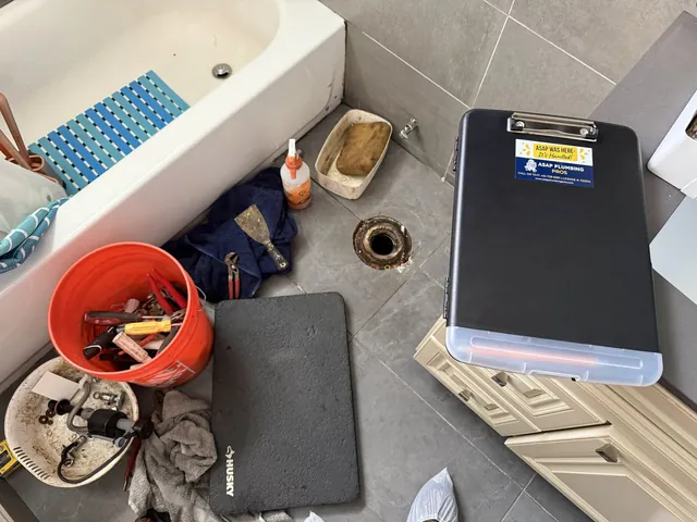 Toilet replacement in progress